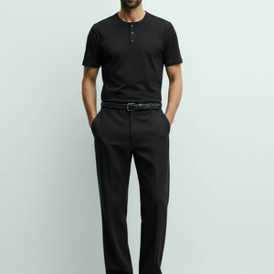 HawksBay - Men's Henley Short Sleeve Cotton T-Shirt - Bawston & Tucker -