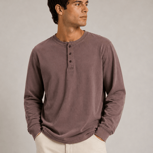 HawksBay - MEN'S HENLEY T-SHIRT (BROWN) - Bawston & Tucker -