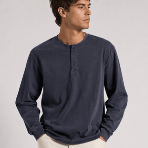 HawksBay - MEN'S HENLEY T-SHIRT (CHARCOAL BLUE) - Bawston & Tucker -