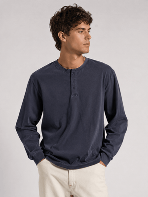 HawksBay - MEN'S HENLEY T-SHIRT (CHARCOAL BLUE) - Bawston & Tucker -