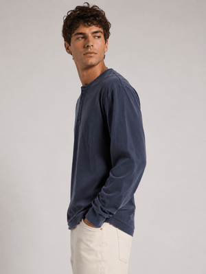 HawksBay - MEN'S HENLEY T-SHIRT (CHARCOAL BLUE) - Bawston & Tucker -