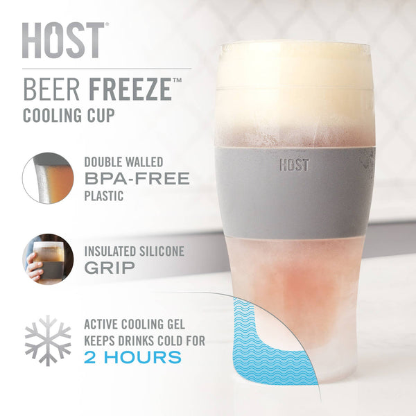 HOST - Beer FREEZE™ Cooling Cup Insulated w/ Cooling Gel - Gray - Bawston & Tucker - 