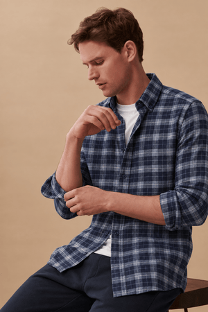 Islandhaze - Men's Carbon-Brushed Modal Plaid Shirt - Bawston & Tucker -