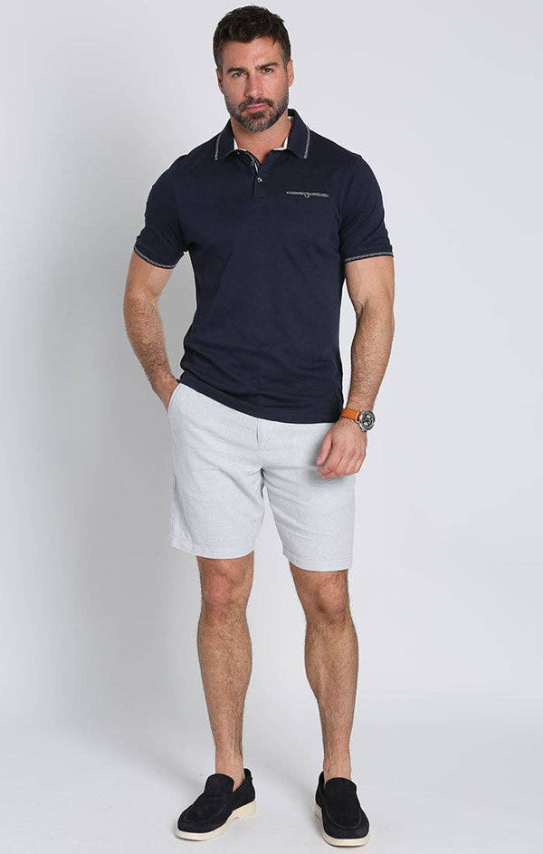 JACHS NY - Navy Carlyle Luxe Interlock Polo - Bawston & Tucker - 