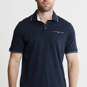 JACHS NY - Navy Carlyle Luxe Interlock Polo - Bawston & Tucker - 