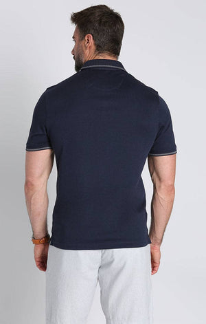 JACHS NY - Navy Carlyle Luxe Interlock Polo - Bawston & Tucker - 