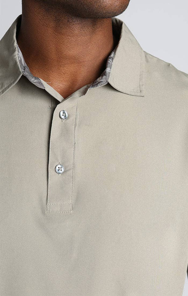 JACHS NY - Taupe Gravityless Performance Polo - Bawston & Tucker - 