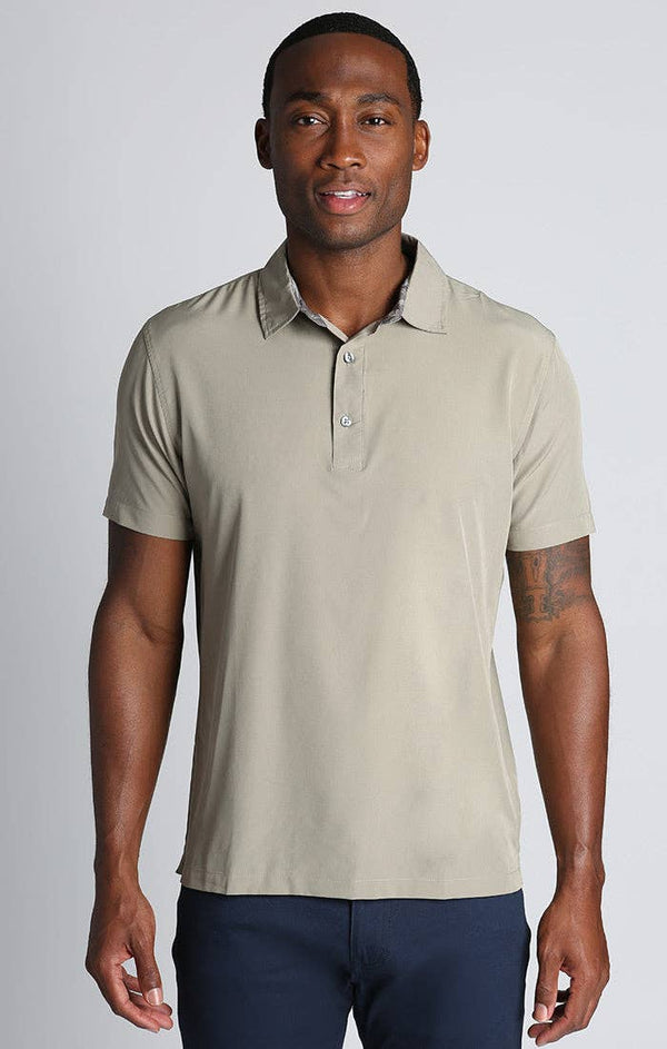 JACHS NY - Taupe Gravityless Performance Polo - Bawston & Tucker - 