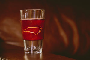Lindy Leather - Leather Pint Glass - Custom State Leather Wrap Barware - Bawston & Tucker - 