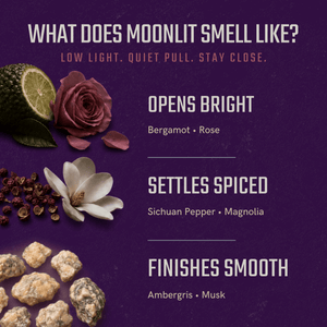 Moonlit Solid Cologne - Bergamot, Rose, & Amber - 0.35 oz Liner + Vessel - Bawston & Tucker - Solid Cologne