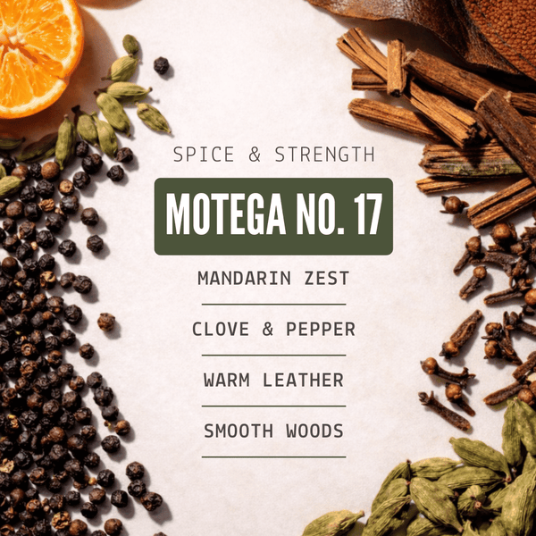 Motega Solid Cologne – Mandarin, Black Pepper & Leather - 0.35 oz Liner + Vessel - Bawston & Tucker - Solid Cologne