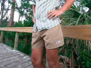 New Frontier - Men’s Journey Tech 5" Short (Sahara) - Bawston & Tucker - 