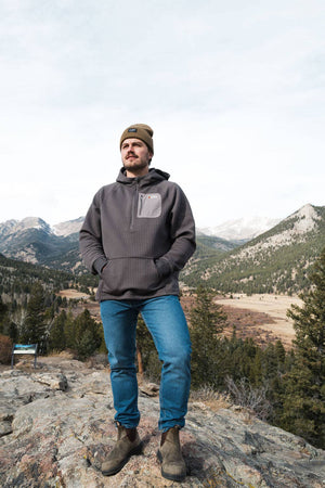 New Frontier - Men's Waffle Tech Hoodie (Carbon) - Bawston & Tucker - 