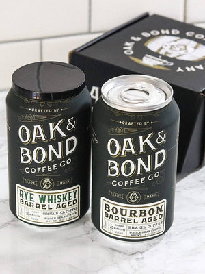 Oak and Bond Coffee Co. - Bourbon and Rye Whiskey Barrel Aged Coffee Box - Bawston & Tucker - 