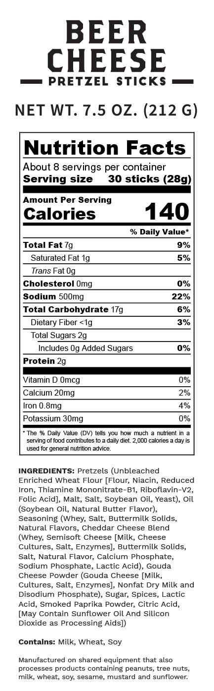 Pop Daddy Snacks - Pop Daddy – Beer Cheese Seasoned Pretzels 7.5oz - Bawston & Tucker - 