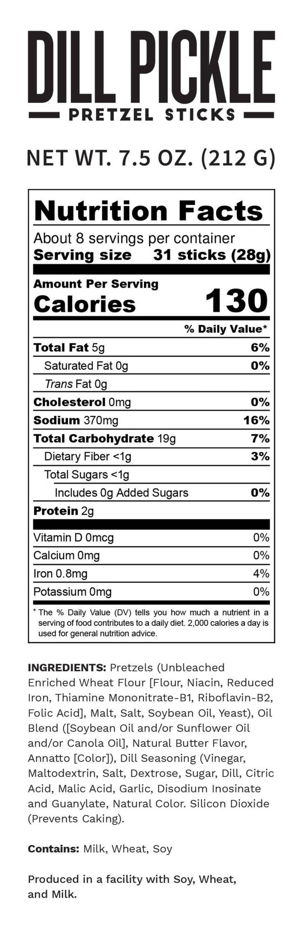 Pop Daddy Snacks - Pop Daddy – Dill Pickle Seasoned Pretzels 7.5oz - Bawston & Tucker - 
