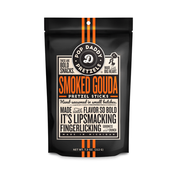 Pop Daddy Snacks - Pop Daddy – Smoked Gouda Seasoned Pretzels 7.5oz - Bawston & Tucker - 