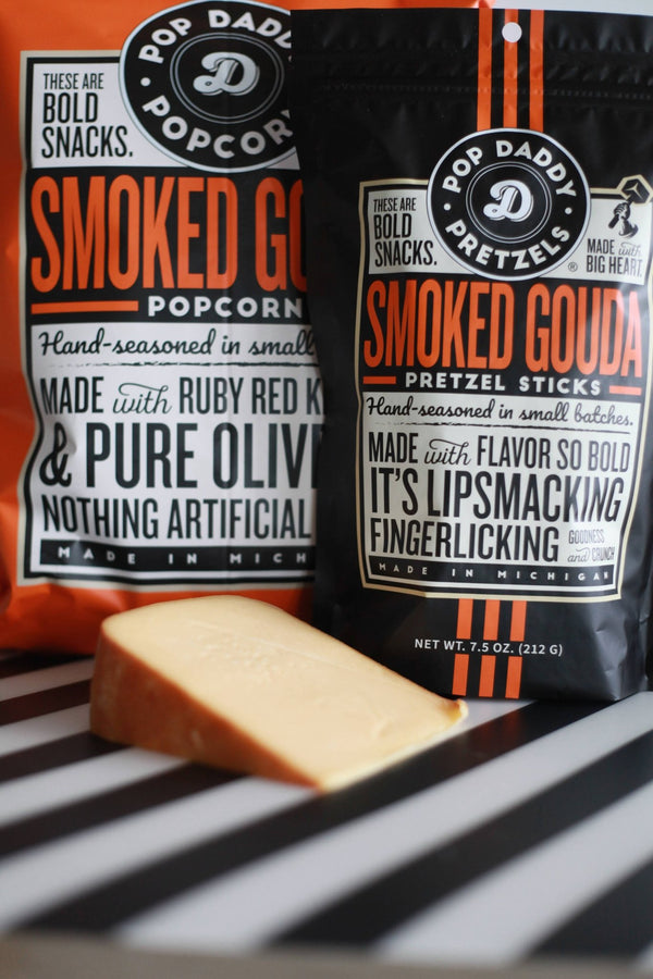 Pop Daddy Snacks - Pop Daddy – Smoked Gouda Seasoned Pretzels 7.5oz - Bawston & Tucker - 