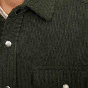PX - Warm Olive Corduroy Jacket With A Printed Microfiber Lining - Bawston & Tucker -