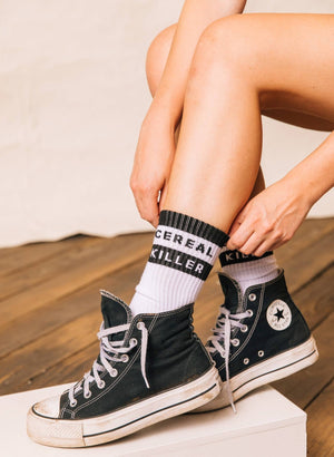 Pyknic - Cereal Killer Vintage Comfy Crew Socks - Bawston & Tucker - 