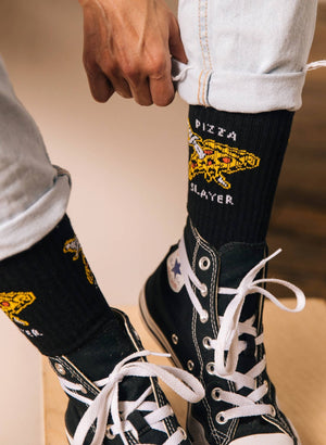 Pyknic - Pizza Slayer Comfy Crew Socks - Bawston & Tucker - 