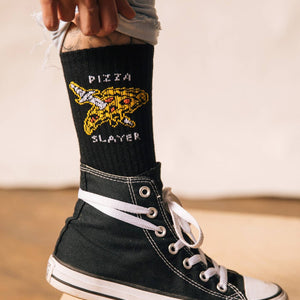 Pyknic - Pizza Slayer Comfy Crew Socks - Bawston & Tucker - 