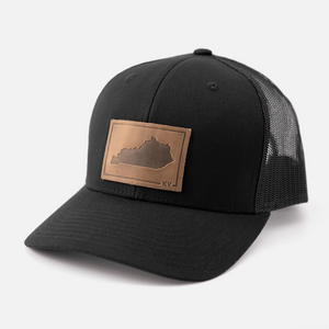 Range Leather Co. - Kentucky Silhouette Hat | Leather Patch Trucker Hat - Bawston & Tucker - 