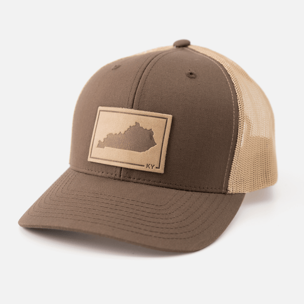 Range Leather Co. - Kentucky Silhouette Hat | Leather Patch Trucker Hat - Bawston & Tucker - 