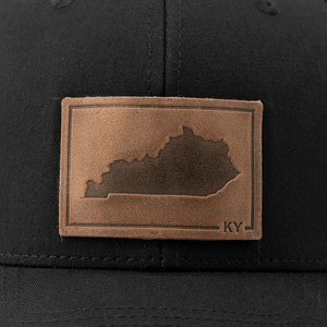 Range Leather Co. - Kentucky Silhouette Hat | Leather Patch Trucker Hat - Bawston & Tucker - 