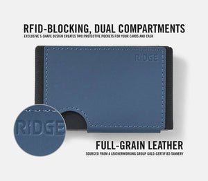 Ridge Wallet - Ridge Biflex - Cobalt Blue Leather - Bawston & Tucker - 