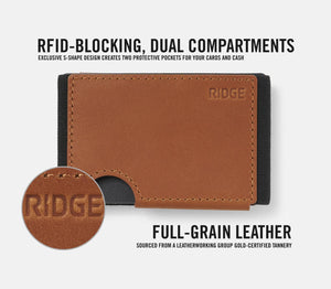 Ridge Wallet - Ridge Biflex - Tobacco Brown Leather - Bawston & Tucker - 