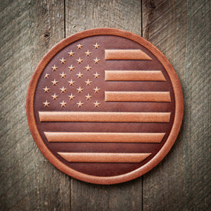 Sugarhouse Leather - American Flag Leather Coaster - Bawston & Tucker - 