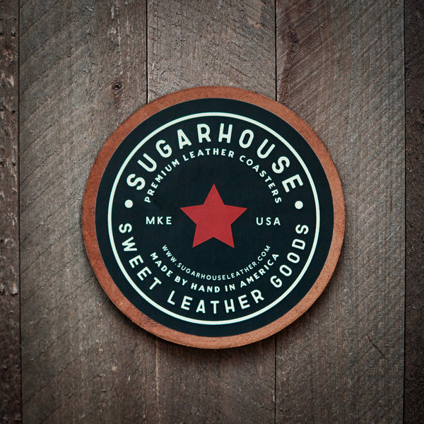 Sugarhouse Leather - American Flag Leather Coaster - Bawston & Tucker - 