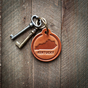 Sugarhouse Leather - Kentucky Silhouette Leather Keychain Circle - Bawston & Tucker - 