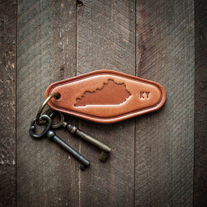 Sugarhouse Leather - Kentucky Silhouette Leather Keychain Motel Style - Bawston & Tucker - 