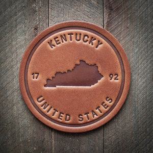 Sugarhouse Leather - Kentucky State Silhouette Leather Coaster - Bawston & Tucker - 