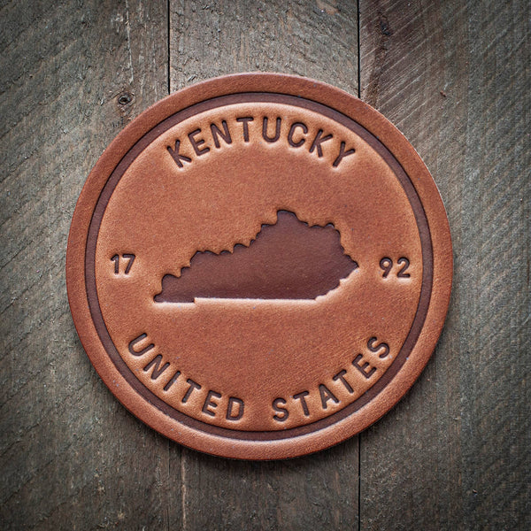 Sugarhouse Leather - Kentucky State Silhouette Leather Coaster - Bawston & Tucker - 