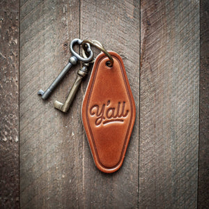Sugarhouse Leather - Y'all Leather Keychain Motel Style - Bawston & Tucker - 