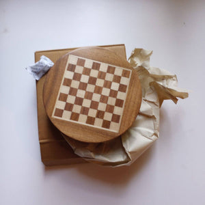 Ten Thousand Villages - Acacia Wood Round Magnetic Chess Set - Bawston & Tucker - 
