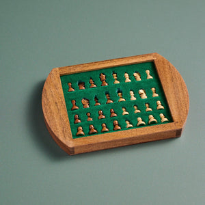 Ten Thousand Villages - Acacia Wood Round Magnetic Chess Set - Bawston & Tucker - 