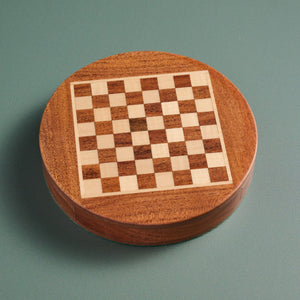 Ten Thousand Villages - Acacia Wood Round Magnetic Chess Set - Bawston & Tucker - 