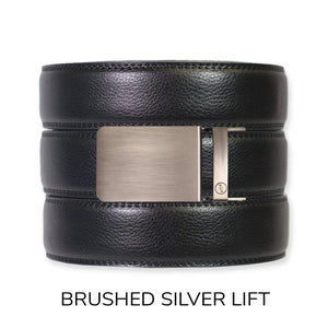 Tough Apparel - Black Leather Ratchet Belt & Buckle Set - Bawston & Tucker - 