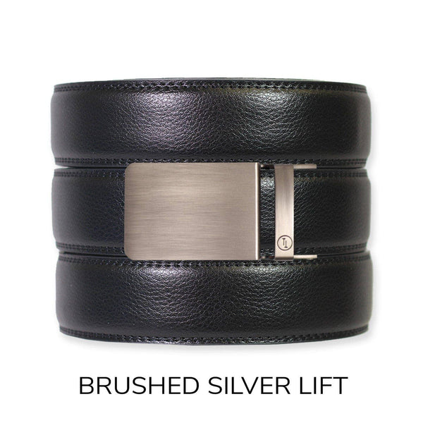 Tough Apparel - Black Leather Ratchet Belt & Buckle Set - Bawston & Tucker - 
