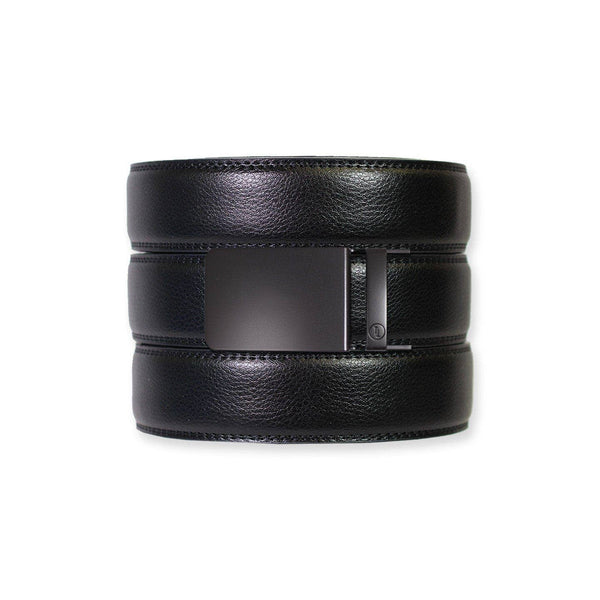 Tough Apparel - Black Leather Ratchet Belt & Buckle Set - Bawston & Tucker - 