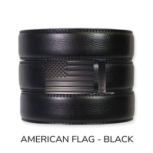 Tough Apparel - Black Leather Ratchet Belt & Buckle Set - Bawston & Tucker - 