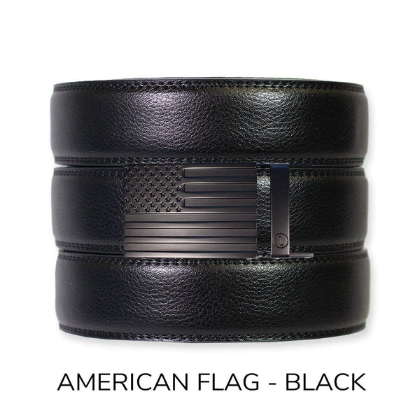 Tough Apparel - Black Leather Ratchet Belt & Buckle Set - Bawston & Tucker - 