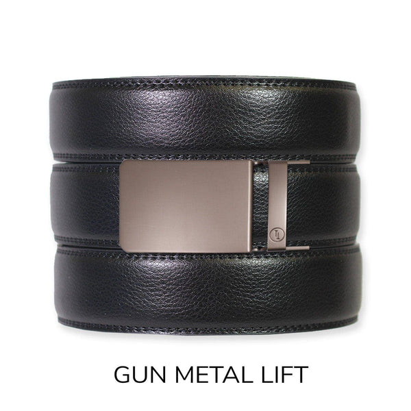 Tough Apparel - Black Leather Ratchet Belt & Buckle Set - Bawston & Tucker - 