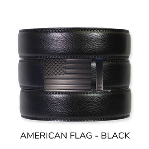 Tough Apparel - Black Leather Ratchet Belt & Buckle Set - Bawston & Tucker - 