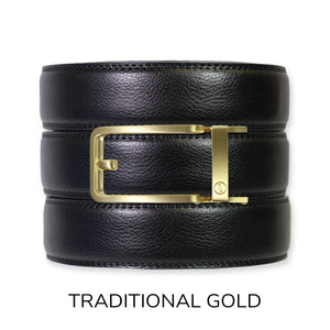 Tough Apparel - Black Leather Ratchet Belt & Buckle Set - Bawston & Tucker - 