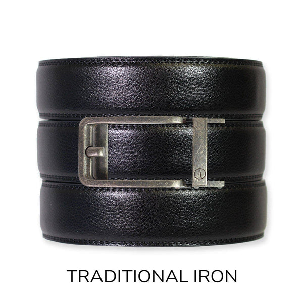 Tough Apparel - Black Leather Ratchet Belt & Buckle Set - Bawston & Tucker - 